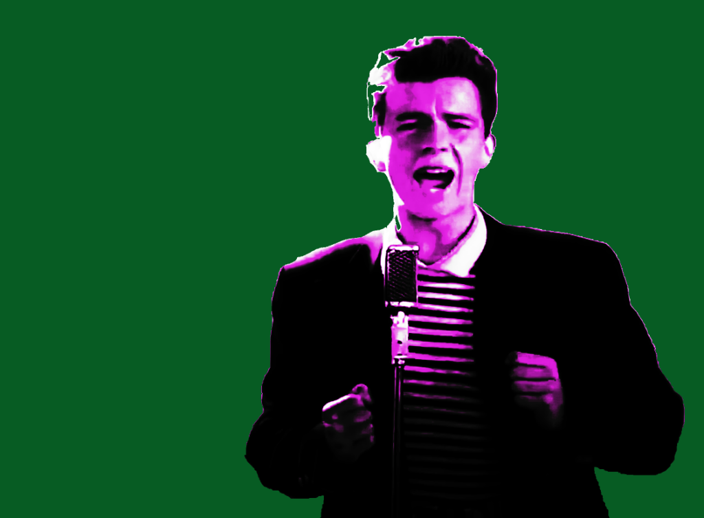 Posterized image of Rick Astley performing Never Gonna Give You Up